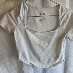 SO Classic White Square Neck Crop Top